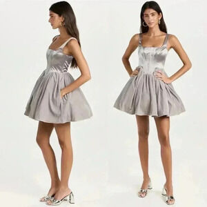 NWT STAUD Landscape Dress in silver corset‎ bodice dress- Size 2